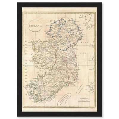 B&Q -  1799 Clement Cruttwell Map Ireland Vintage Wall Art PrintA4 Size