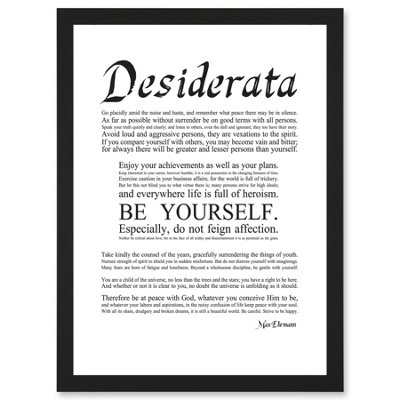 B&Q -  Desiderata Ehrmann Go Placidly Amid Yourself Quote Wall Art PrintA4 Size