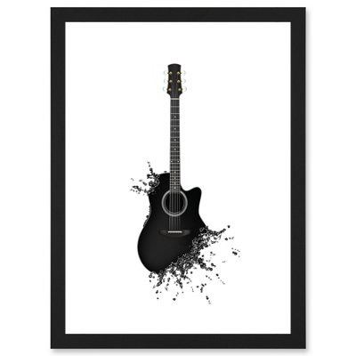 Artery8 Music Illustration Guitar Watersplash Bubble Effect Wall Art PrintA4 Size from B&Q
