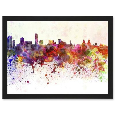 Artery8 Painting Cityscape Liverpool Skyline Paint Splash Wall Art PrintA4 Size from B&Q
