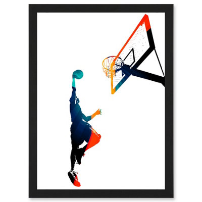 Artery8 Basketball Jump Hoop Ball Dunk Sport Wall Art PrintA4 Size from B&Q
