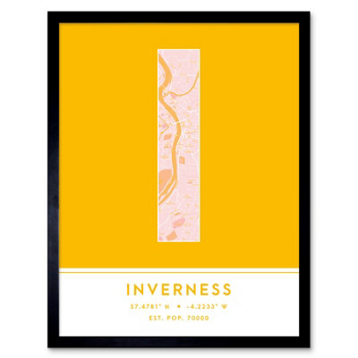 Wee Blue Coo Framed Wall Art Inverness Scotland Uk City Map Modern Typography Stylish Letter Word12X16 Inch from B&Q