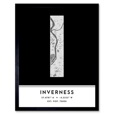 Wee Blue Coo Framed Wall Art Inverness Scotland Uk City Map Modern Typography Stylish Letter Word12X16 Inch from B&Q