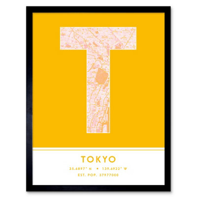 Wee Blue Coo Framed Wall Art Tokyo Japan City Map Modern Typography Stylish Letter Word12X16 Inch from B&Q