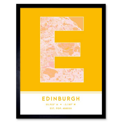 Wee Blue Coo Framed Wall Art Edinburgh Scotland United Kingdom City Map Modern Typography Stylish Letter Word12X16 Inch from B&Q