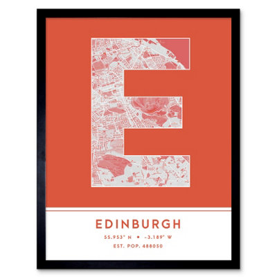 Wee Blue Coo Framed Wall Art Edinburgh Scotland United Kingdom City Map Modern Typography Stylish Letter Word12X16 Inch from B&Q