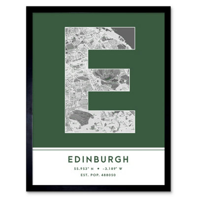 Wee Blue Coo Framed Wall Art Edinburgh Scotland United Kingdom City Map Modern Typography Stylish Letter Word12X16 Inch from B&Q