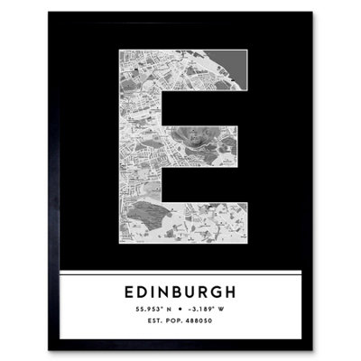 Wee Blue Coo Framed Wall Art Edinburgh Scotland United Kingdom City Map Modern Typography Stylish Letter Word12X16 Inch from B&Q