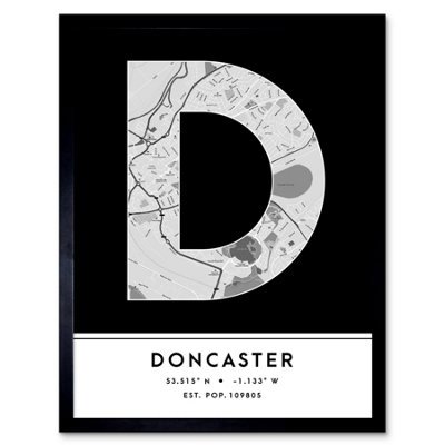 Wee Blue Coo Framed Wall Art Doncaster England United Kingdom City Map Modern Typography Stylish Letter Word12X16 Inch from B&Q