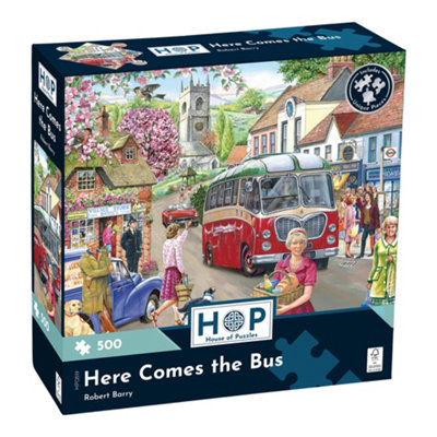 The House of Puzzles Here Comes The Bus 500 Piece Jigsaw Puzzle