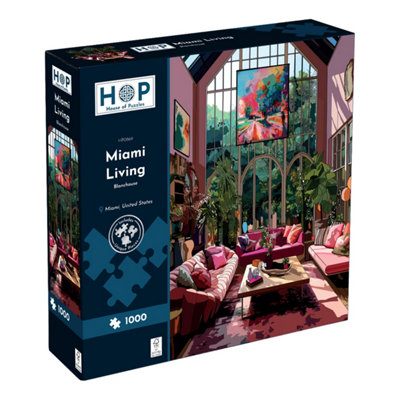 The House Of Puzzles Pink/Light Miami Living - 1000 Piece Jigsaw Puzzle - Image 3