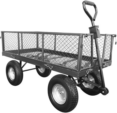 B&Q -  Garden Trolley Thlgt Large Steel Garden Cart 350Kg Capacity With Puncture Proof Wheels And Fold Down Sides