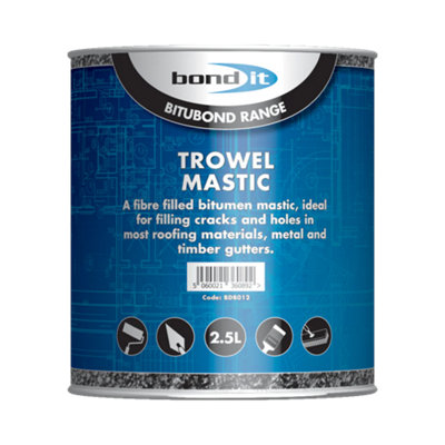 Bond It Trowel Mastic Fibre Filled Bitumen Paint Roof Repair Compound SealBlack2.5L from B&Q
