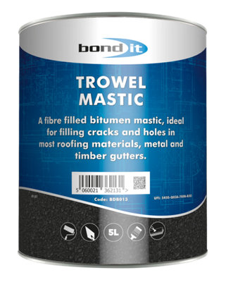 Bond It Trowel Mastic Fibre Filled Bitumen Paint Roof Repair Compound SealBlack5L from B&Q