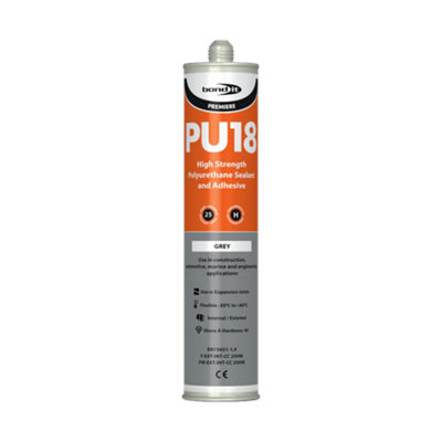 B&Q -  Pu18 High Strength Polyurethane Adhesive & Sealant Marine Window Boat PondGrey310Ml