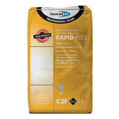 Bond It Cheap Rapid Flex Tile Adhesive Flexible Floor Wall Grey Ceramic Bag 20Kg from B&Q