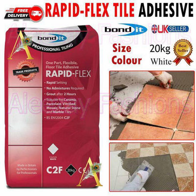 Bond it 20Kg Rapid-Flex Tile Adhesive Rapid Fast Setting Floor Wall CeramicWhite from B&Q