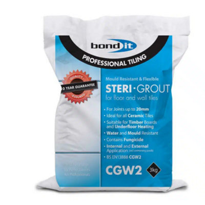 Bond it Bondit Black Floor & Wall Mould Resistant & Flexible Steri Grout 3Kg from B&Q