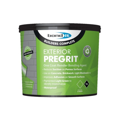 B&Q -  10L Exterior Render Pregrit Bonding Agent Grip Render GritLight Green