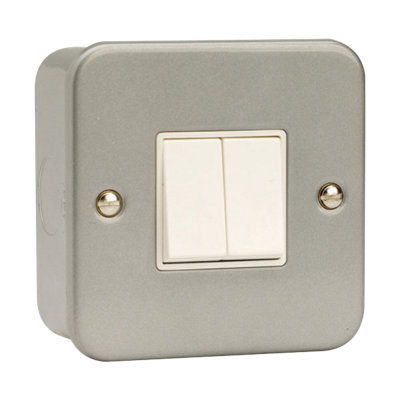 Click Scolmore Metal Clad 2 Gang 2 Way 10A Light Switch With Back BoxCl012 from B&Q
