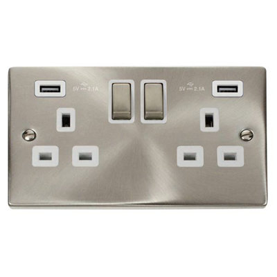 Click Scolmore Click Vpsc580Wh Deco 13A 2 Gang Usb Double Socket from B&Q