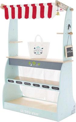 Le Toy Van Honeybake Reversible Pretend Wooden Shop And Cafe Stall Role Play Kids Toy Cafe Or Supermarket Pretend Play Shop from B&Q