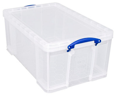 Really Useful Box Company Really Useful Plastic Storage Box 64 Litre Open Fronted Clear from B&Q
