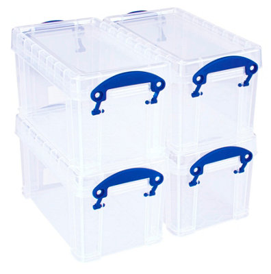 Really Useful Plastic Storage Box 2.1 Litre Clear (Pack Of 4). from B&Q