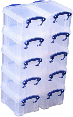 B&Q -  Really Useful Plastic Storage Box 0.3 Litre Clear (Pack Of 10)