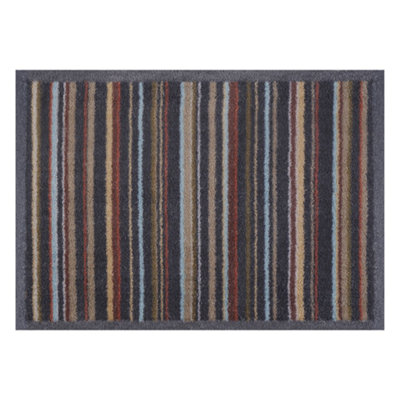 Kleen-Tex Turtle Mat Design Charcoal Stripe 60X85 from B&Q
