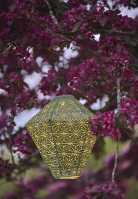 Creekwood Hanging Chinese Lantern Blue Diamond Solar Powered LED Garden Light - Image 4