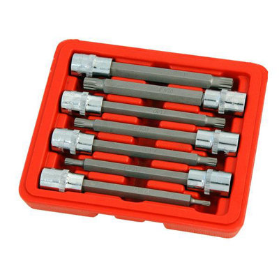B&Q - 7 Piece Rib Socket Set 3/8 Drive Long Spline 4-10mm ( Ct0124)