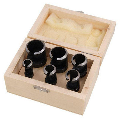 Wood Plug Cutter Set 6pc 3/8in-1in 6mm Hex Shaft Cabinet Joinery Repairs - Image 3