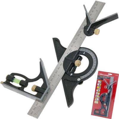 B&Q -  12" Adjustable Combination Tri Square Sliding Angle Finder Ruler Level