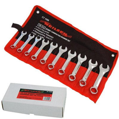 Neilsen 10Pc Stubby Polished Metric Combination Spanner Wrench Set 10mm19mm from B&Q