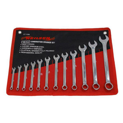 Neilsen 12Pc Fully Polished Metric Combination Spanner Wrench Set 6mm22mm from B&Q