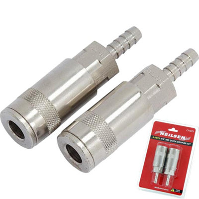 Neilsen 2Pc Air Line Fittings Hose Compressor Quick Connector Coupler 1/4" Bsp