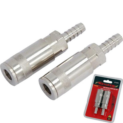 Neilsen 2Pc Air Line Fittings Hose Compressor Quick Connector Coupler 3/8" Bsp