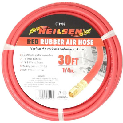Neilsen Rubber Air Hose Line 30Ft For Air Compressor 1/4" Bsp 6mm Bore 300 Psi from B&Q