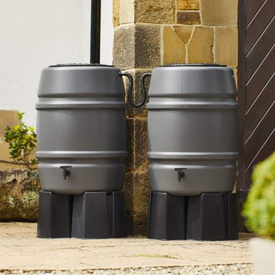 Harcostar 168 Litre Grey Water Butt Double Kit from B&Q