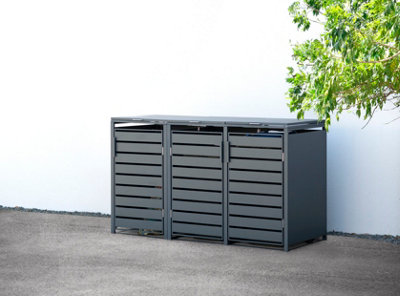 Trimetals Triple 240L Wheelie Bin Store Anthracite Rhs Endorsed from B&Q