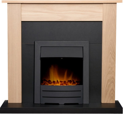 Adam Southwold Fireplace In Oak & With Colorado Electric Fire In 43 Inch Black