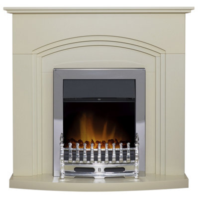 B&Q -  Truro Fireplace In Cream With Blenheim Electric Fire In Chrome41 Inch
