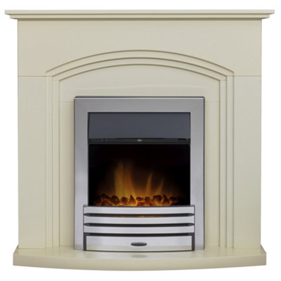 Adam Truro Fireplace In With Eclipse Electric Fire In Chrome, 41 Inch Cream