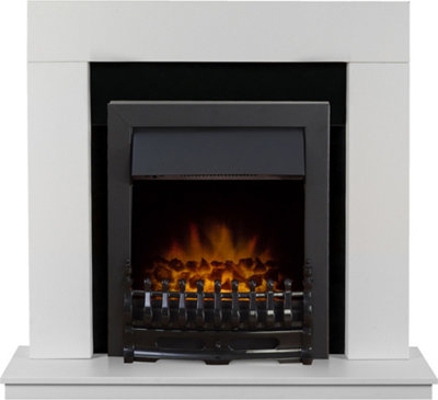 Adam Malmo Fireplace In & Black/ With Blenheim Electric Fire In 39 Inch White/Black