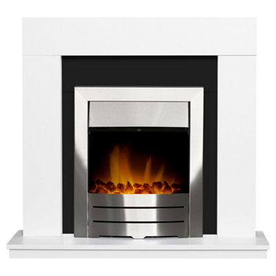 B&Q -  Malmo Fireplace In White & Black/white With Colorado Electric Fire In Brushed Steel39 Inch