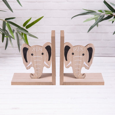 Annibells Elephant Wooden Safari Jungle Children's Animal Bookends (17722) from B&Q