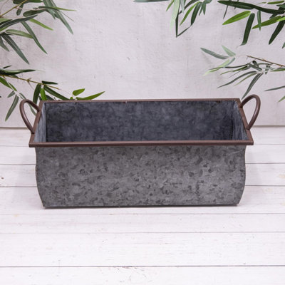Annibells Galvanised Metal Rectangular Trough Planters (16423)Medium from B&Q