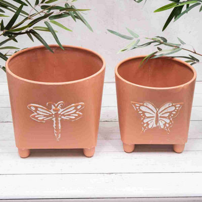 Annibells Metal Dragonfly Or Butterfly Flower Pots (9082)Set Of 2 from B&Q