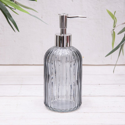 Annibells Vintage Ribbed Glass Soap Dispensers (15039)Grey